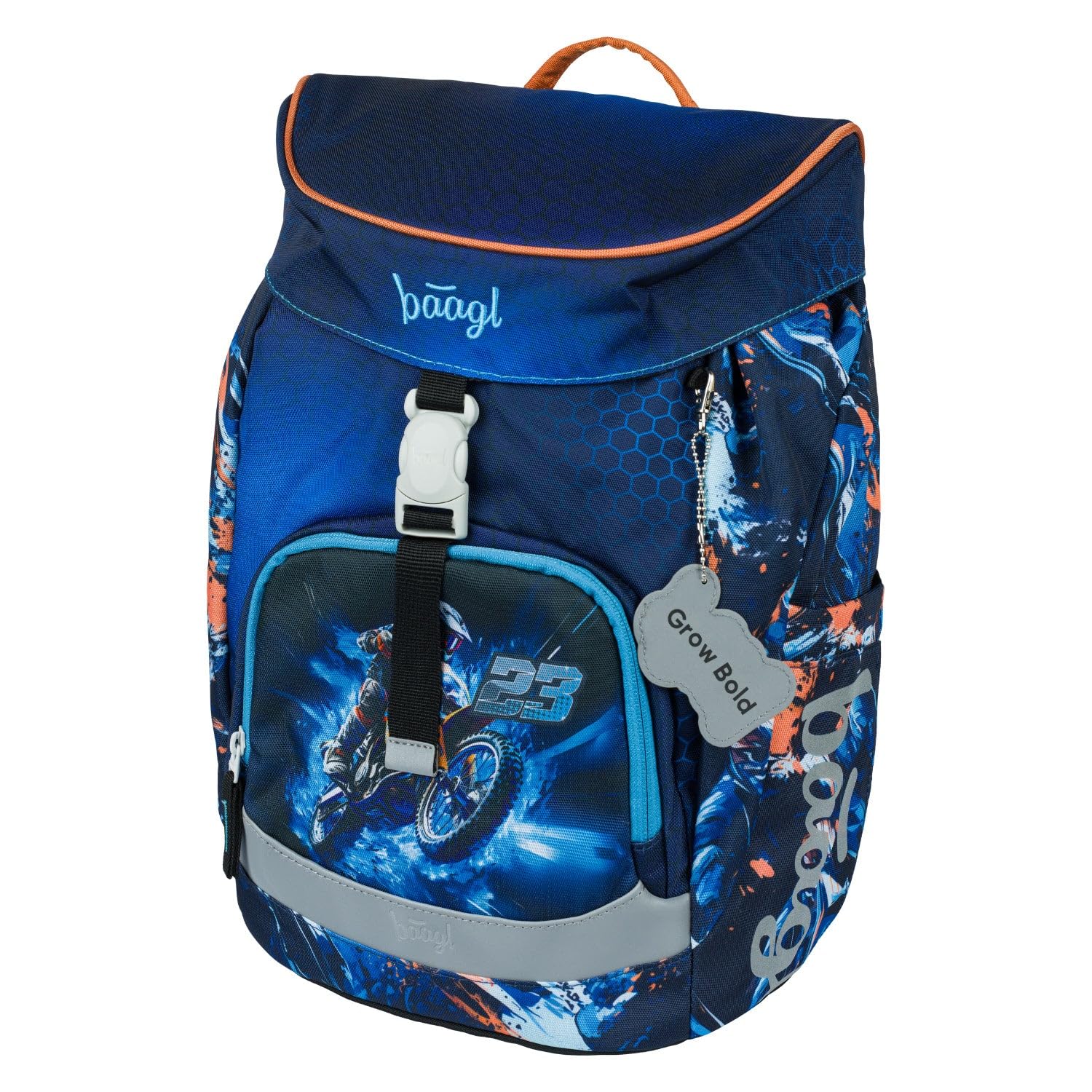 Baagl Schulranzen für 1. Klasse Jungen, Airy Schulrucksack, Ultraleicht Schule Tasche Kinder, Schultasche, Grundschule Ranzen (Motorrad)