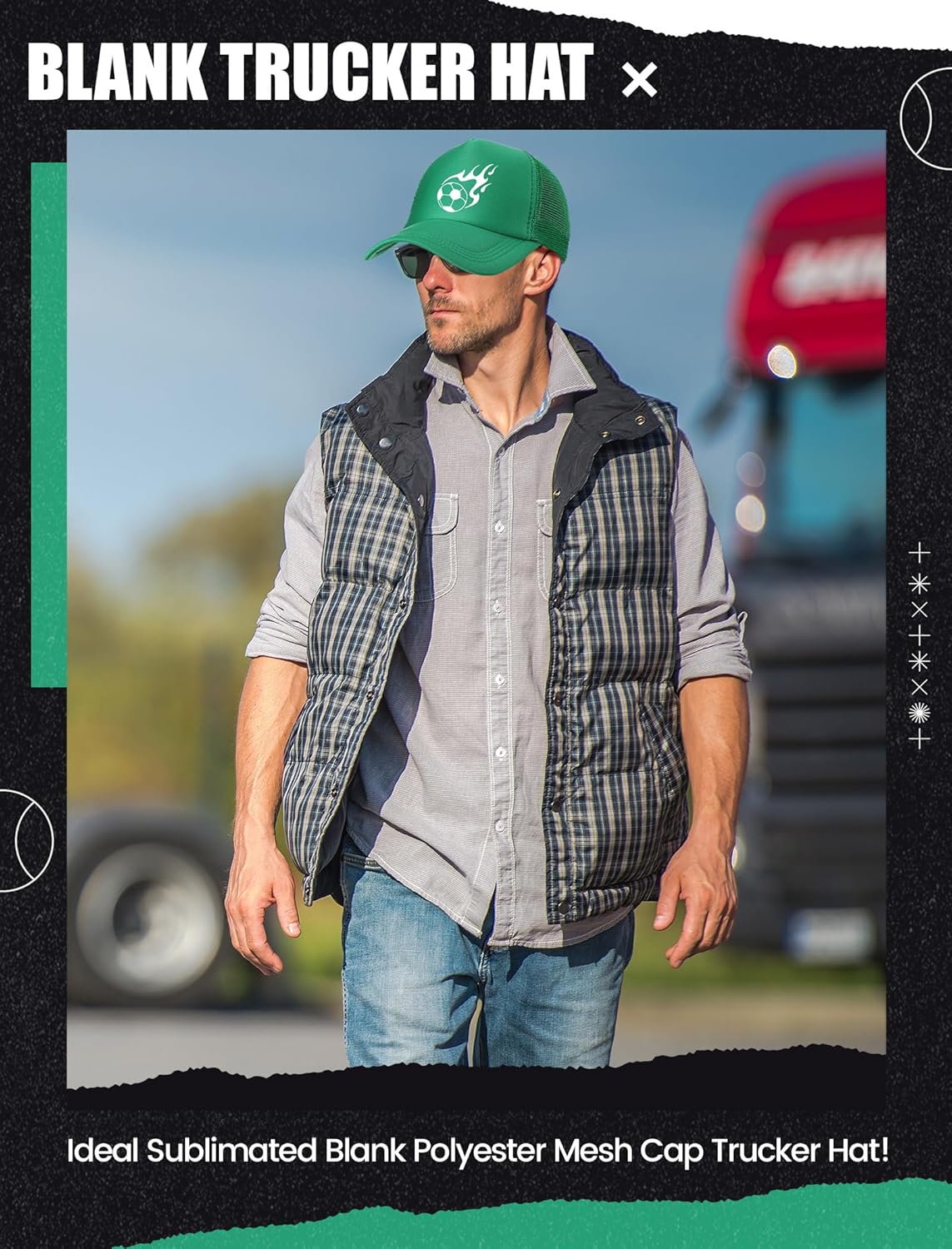 10 Pcs Sublimation Blank Trucker Hats Bulk Mesh Baseball Cap Polyester Mesh Trucker Hat for Men and Women - Image 6