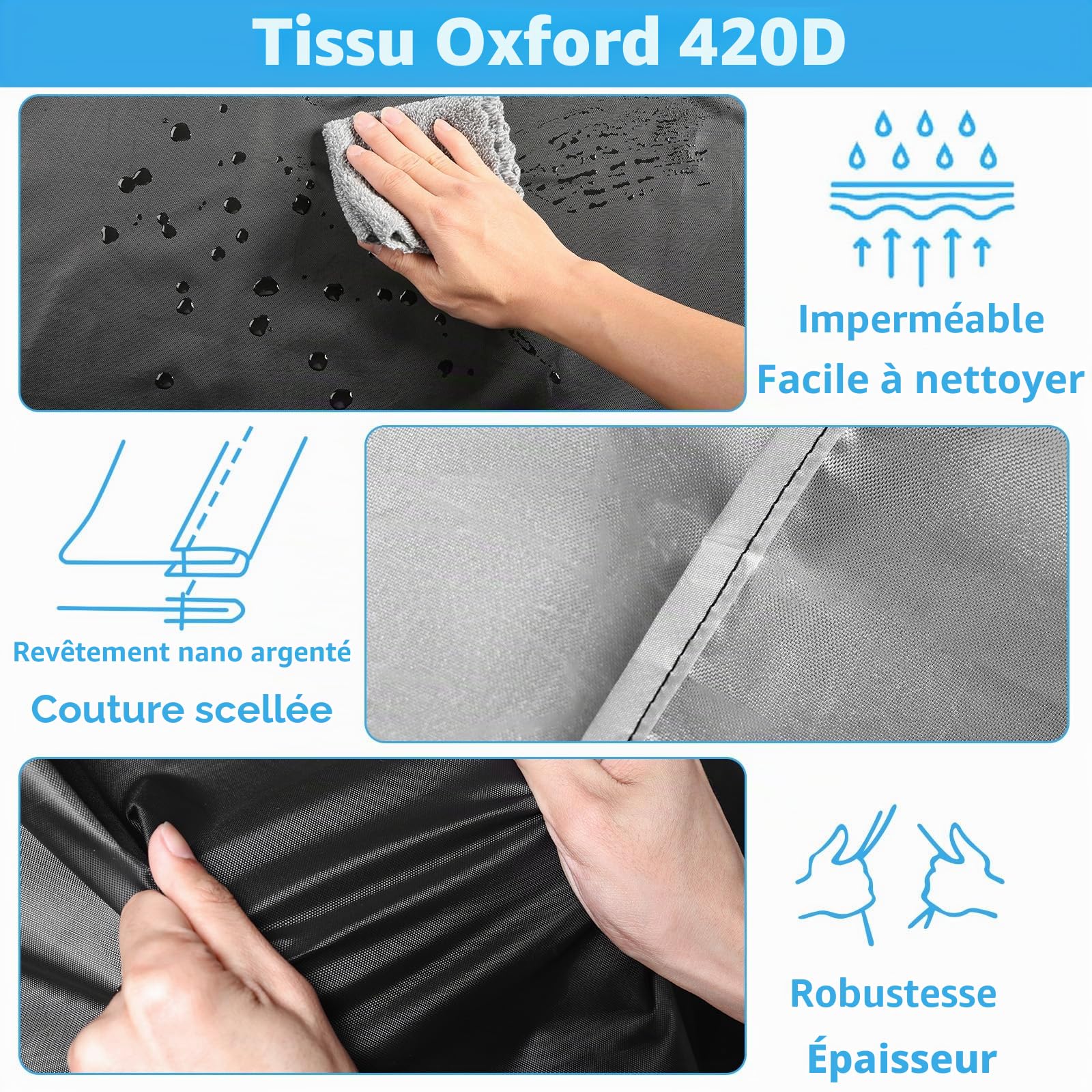 Housse pour balancelle d'extérieur Oxford 420D - Avec auvent - 3 places - Imperméable - 216 x 127 x 168 cm