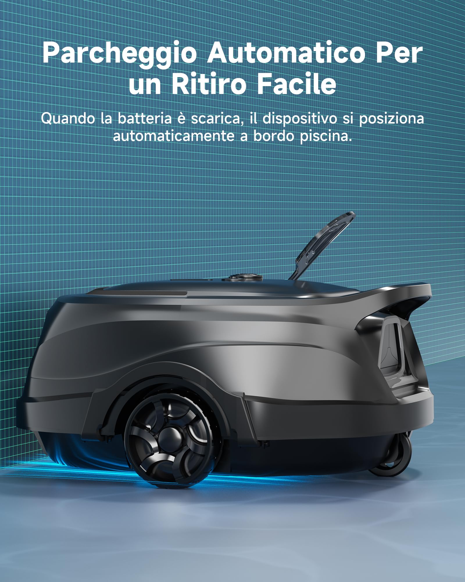 WYBOT A1p Robot Piscina Inalámbrico, Autonomía 120 Min, Doble Tamiz, Limpia Piscinas Sobre Suelo Planas Hasta 100 M², Limpiafondos Piscina Automático, Verde Oliva