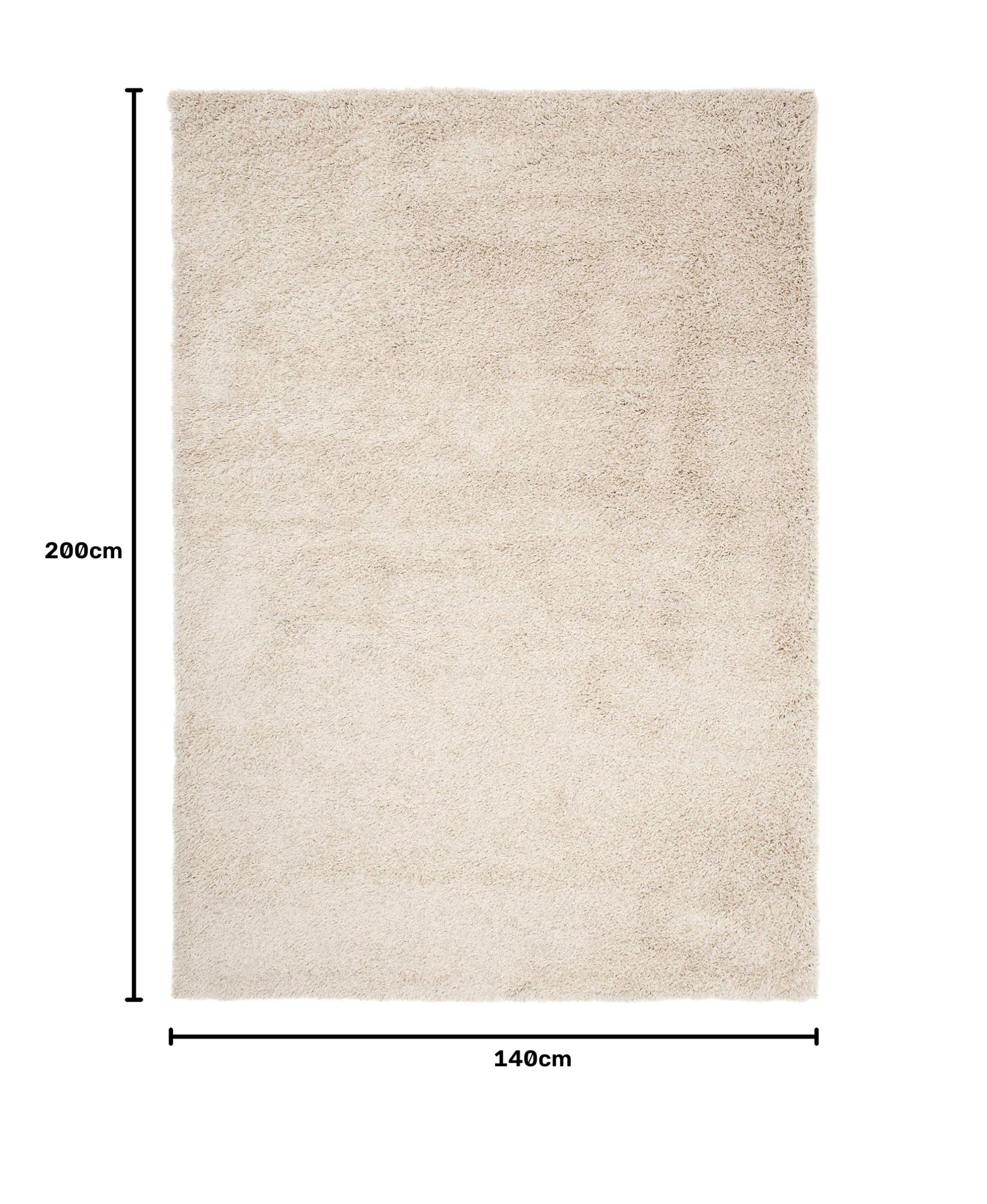 Tapiso Essence dywan Shaggy, wysokie runo, beżowy, jednokolorowy, miękki, nowoczesny, prostokątny, do salonu, sypialni, Ökotex 140 x 200 cm