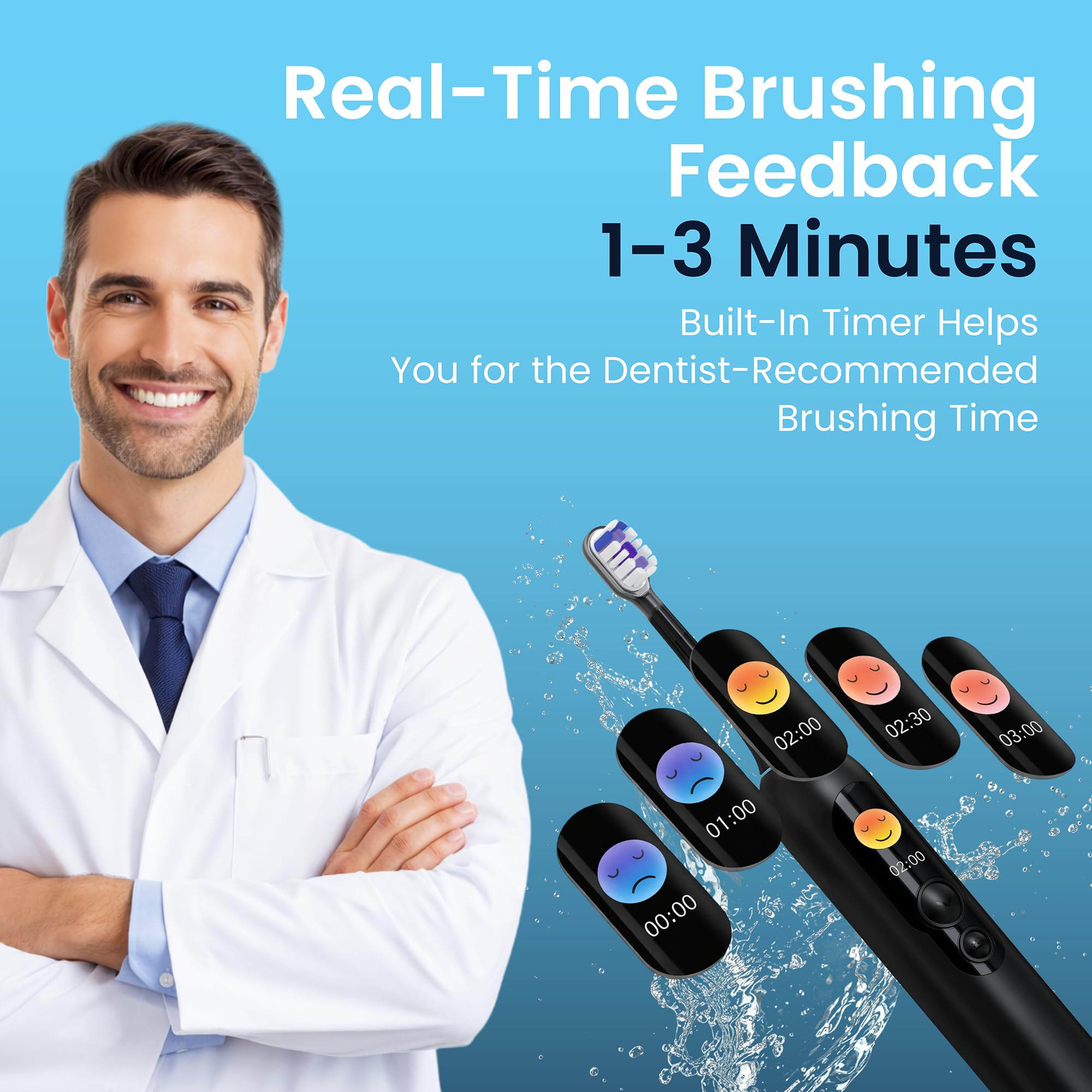 CleanX Pro Cepillo de dientes eléctrico, tecnología oscilante y sónico DualAction, 6 modos inteligentes, duración de la batería de más de 30 días, IPX7 impermeable, carga rápida USB-C, para