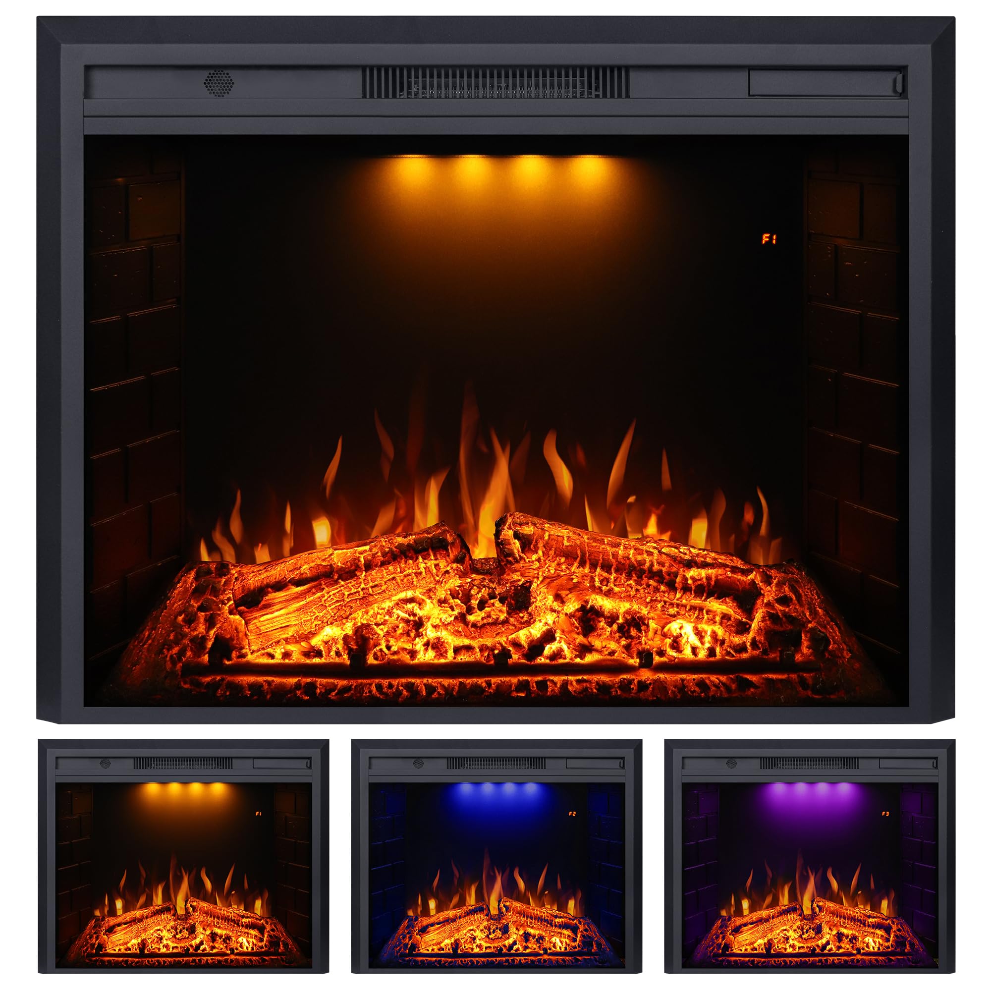 Valuxhome Electric Fireplace, 36 Inches Fireplace Insert with Overheating Protection, Fire Crackling Sound, Remote Control, 750/1500W, Black