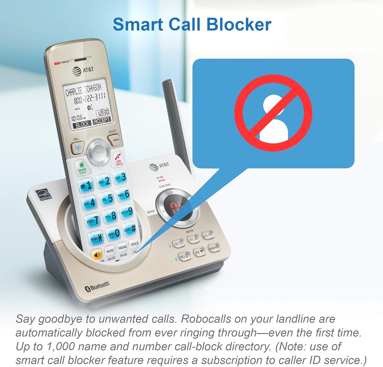 AT&T DL72319 DECT 6.0 3-Handset Cordless Phone for Home with Connect to Cell, Call Blocking, 1.8" Backlit Screen, Big Buttons, intercom, and Unsurpassed Range (Renewed)