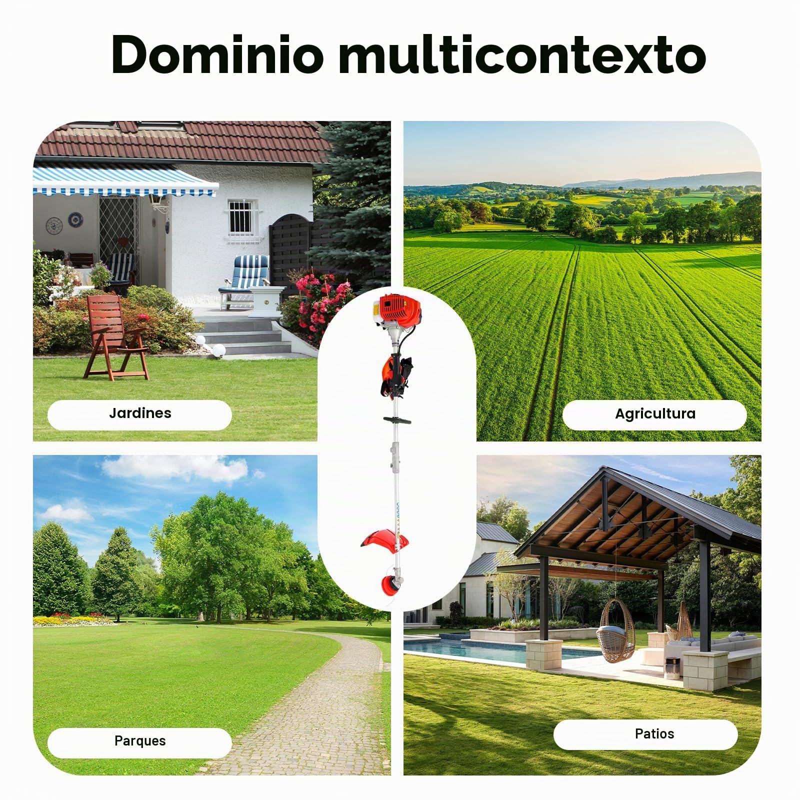 4.1 Desbrozadora de gasolina multifuncional, desbrozadora de dos tiempos, podadora, cortasetos, giratorio, acoplador rápido y cinturón