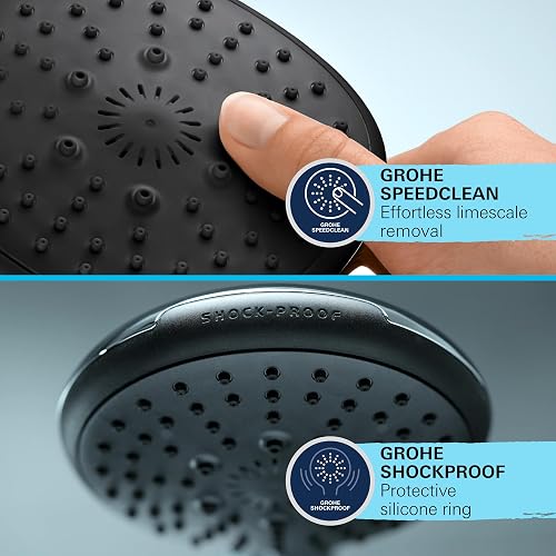 GROHE Vitalio Comfort 250 Flex - Shower System with Diverter (Square 25cm Head Shower 2 Spray Rain & SmartRain, Square 11cm Hand Shower 2 Spray: Rain & Jet, Hose 1.5m, Water Saving), e, 26698001 - 9