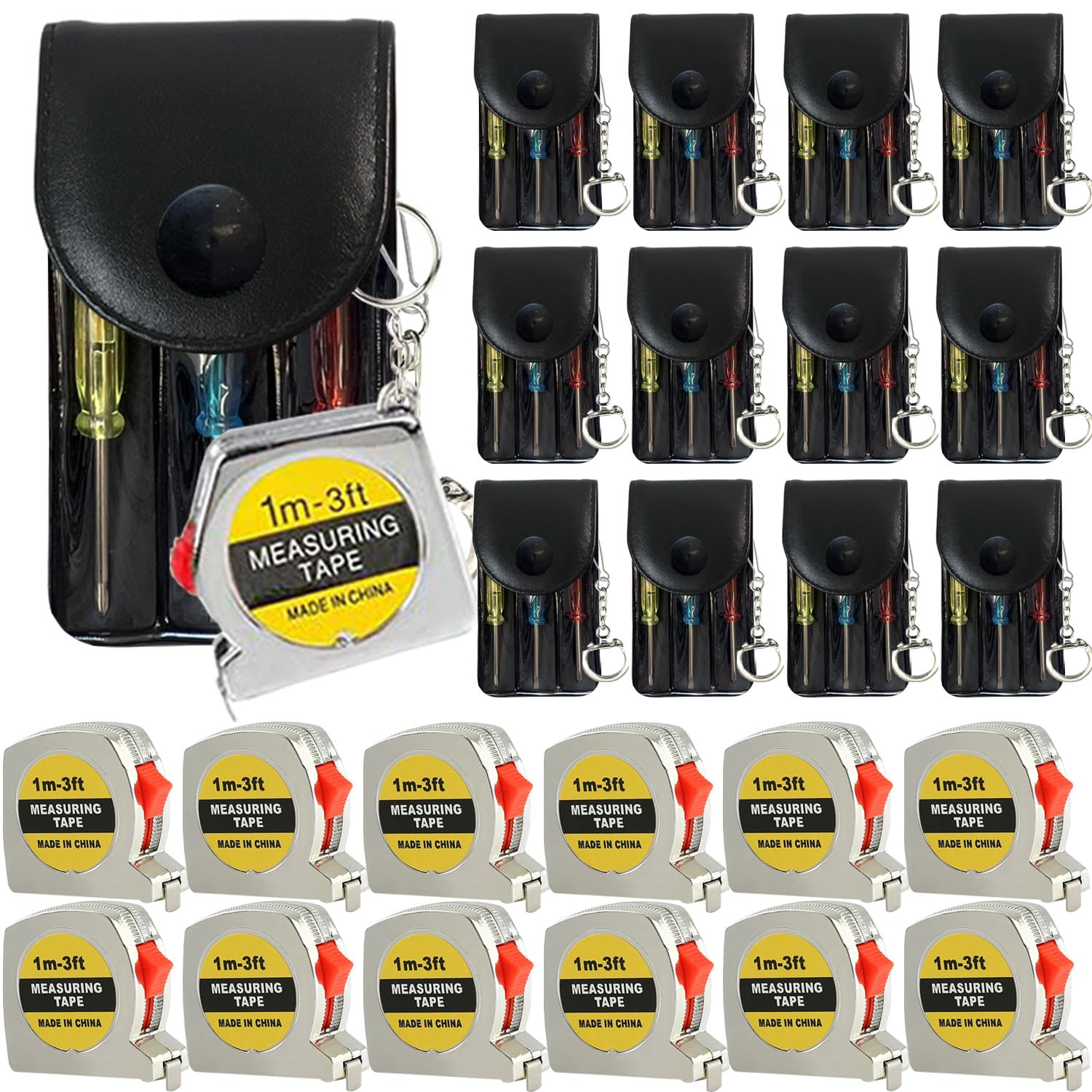 Mini Screwdriver Keychain Tape Measure Keychains Set Retractable