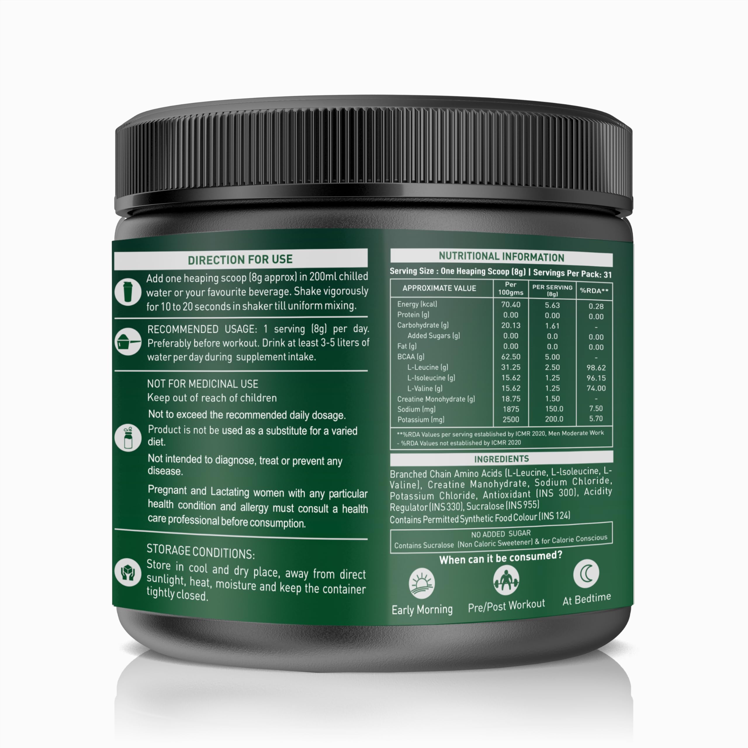 NAKPRO BCAA-Instantized 2:1:1,BCAA - Jar (31 Servings, 250g- (250 g, Pink Guva) - Image 2 thumbnail