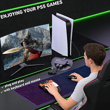 PS5 キーボードとマウスアダプター P5General USBコンバーター 1000Hz 超低ラグアダプター PS5/PS5 Slim/PS5 Pro用 キーマッピングをサポート マウス/カーブ感度を調整 FPS、TPS、RPGゲームに最適