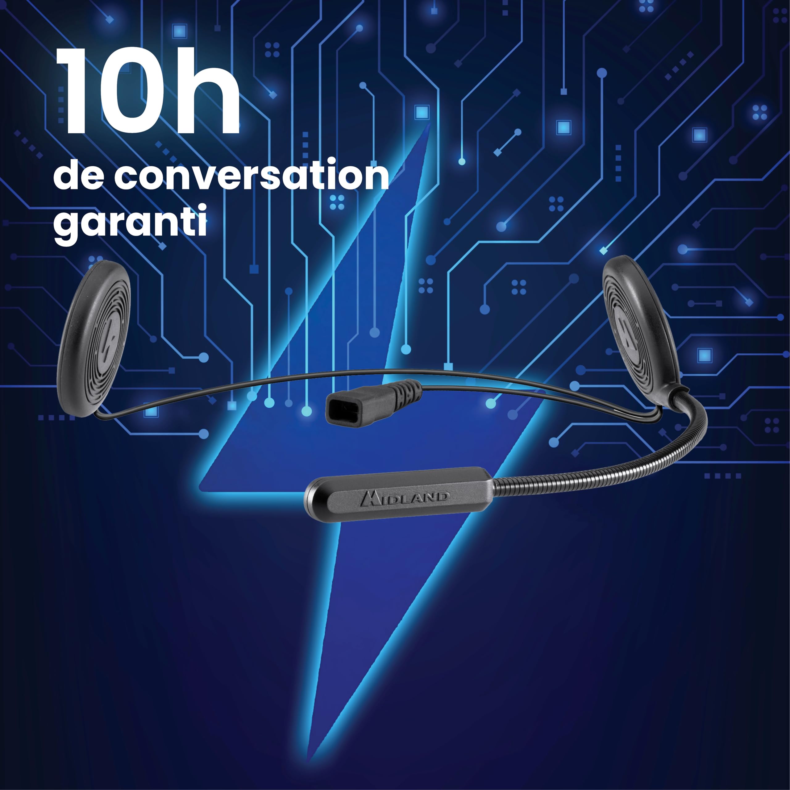 Midland - Écouteur sans Fil Bluetooth 5.2 Individuel Lokui K10 pour Motocyclistes Urbains, Répondeur Invisible Universel avec Filtre Anti Bruit - Écouteurs Casque Moto Minces 7mm avec Charge Rapide