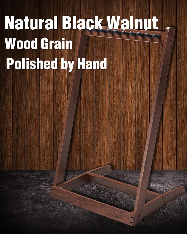 Multi Guitar Stand, Walnut Wood Guitar Rack for 3 Acoustic/5 Electric/Bass by Musbeat - Used condition - Image 2