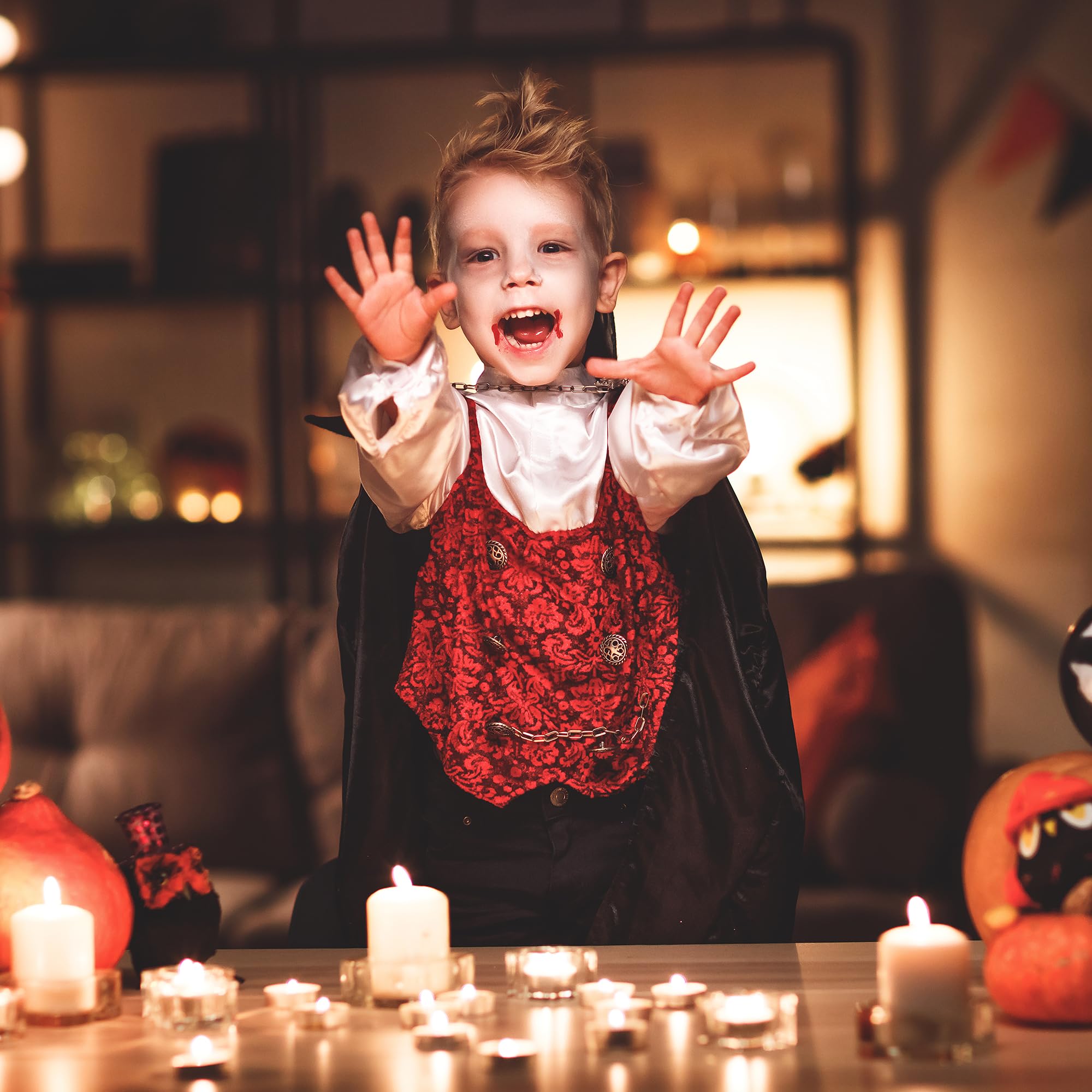 Disfraz de vampiro de la oscuridad para niños, fiestas de disfraces de Halloween con accesorios 4-6 2