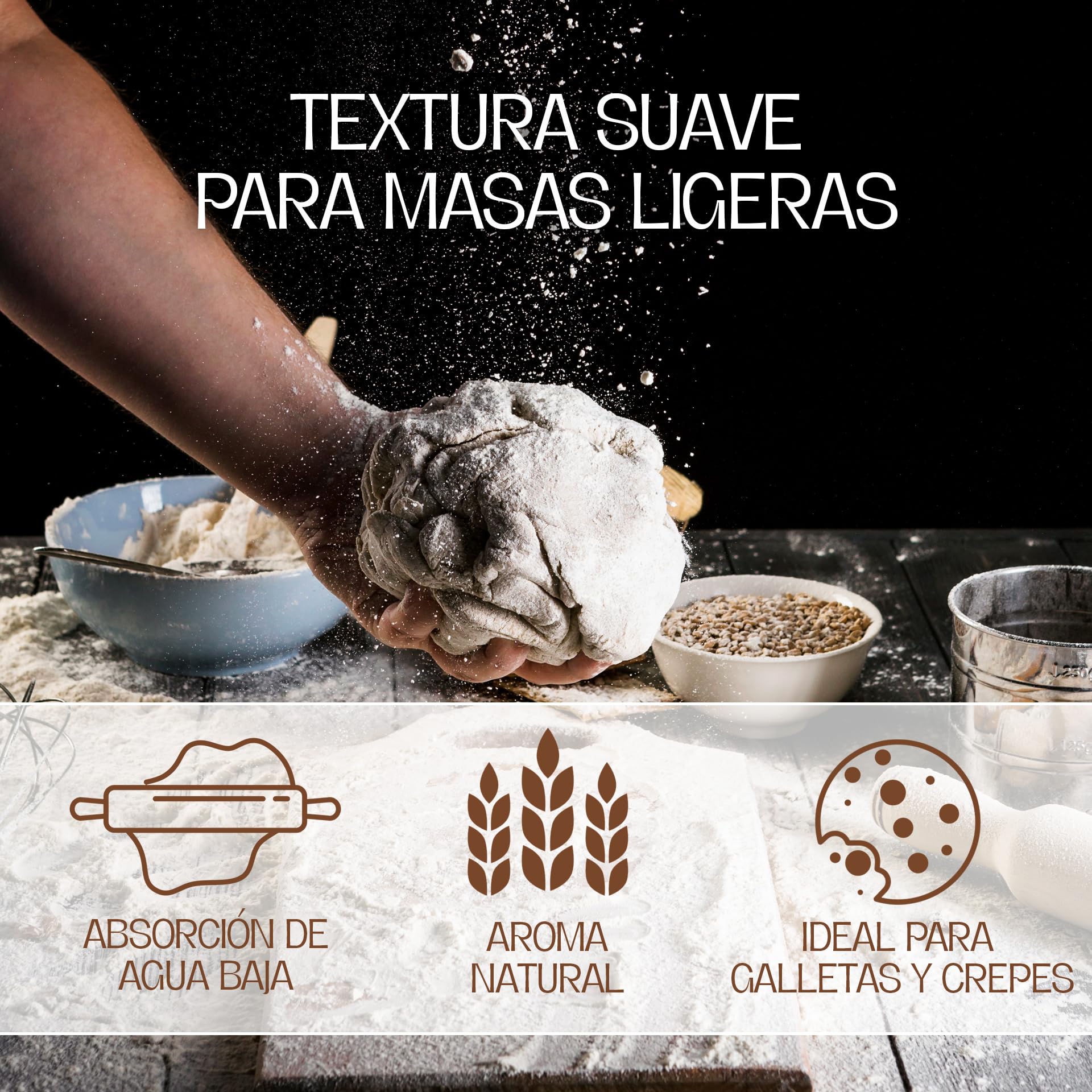 Harina de esta Casa | Harina De Trigo Suave 1 Kg | Con Todo el Germen del Trigo | Ideal para Bizcochos y Galletas | Absorción de Agua Baja |Mezclable con Harina de Fuerza para Masas de Pizzas