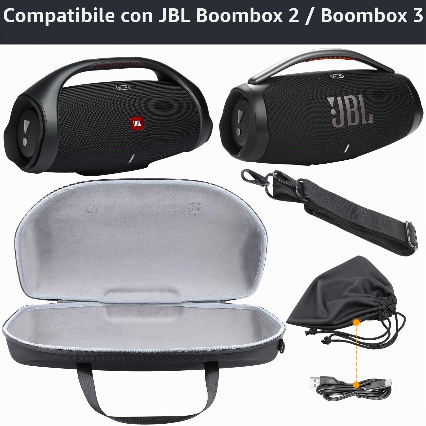 co2CREA Borsa per JBL Boombox 3/2 Altoparlante Bluetooth Portatile