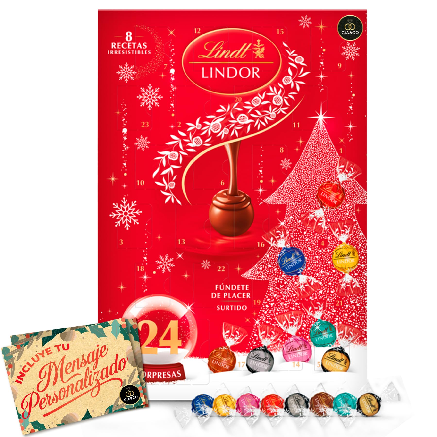 Calendario de Adviento LINDT LINDOR 2025 24 Bombones Gourmet 312 g Regalo Navideño Premium