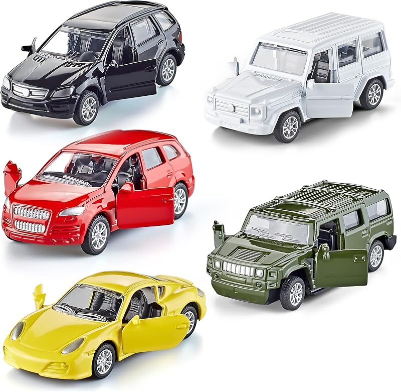 KIDAMI autos de juguete de metal fundido a presión, puertas abiertas, autos extraíbles, paquete de 5, privado