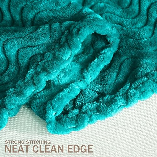 Miniatura 7 de Exclusiva Mezcla - Manta de franela grande de 50 x 70 in, tejido jacquard con diseño de ondas, suave, ligera y decorativa