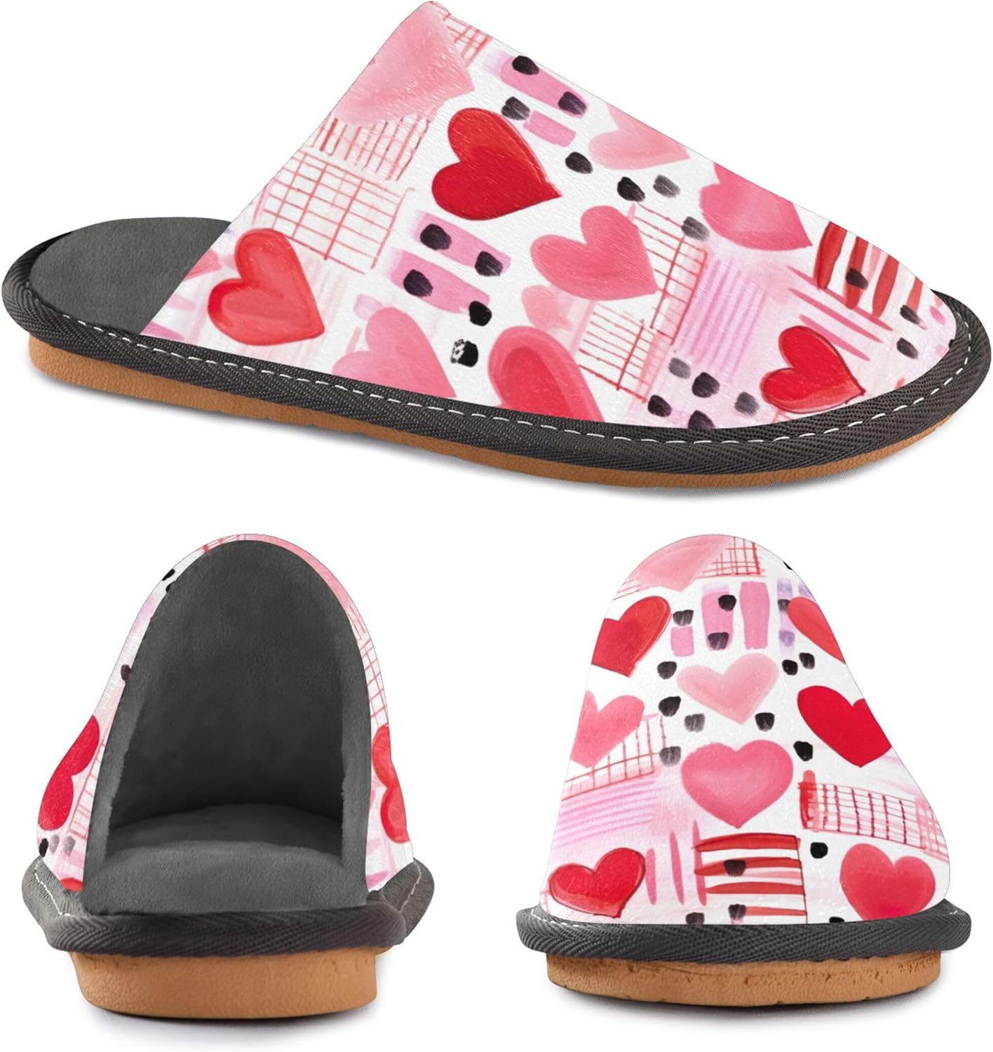 Heart House Slippers – Cozy Fuzzy Slippers for Guests, Washable & Disposable, Perfect for Shoeless Home, Spa & Hotel Use A111455