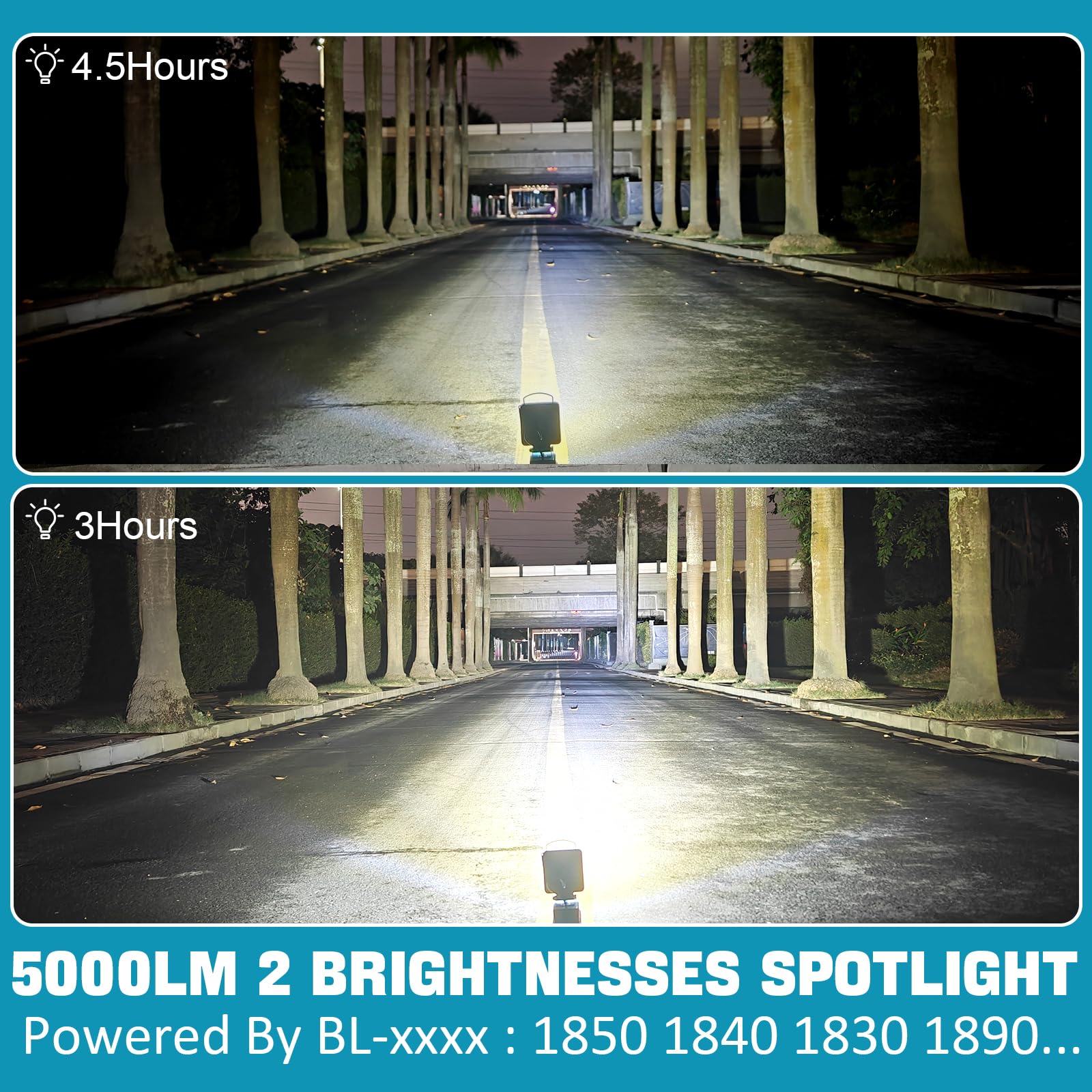 Compatible con Makita 18V Suministro de Energía de La Batería Luces de Trabajo,34W 5000Lm Lámparas Led Sin Cuerda,Luz de Trabajo de Inundación Portátil Linterna con Puerto de Carga USB Camping