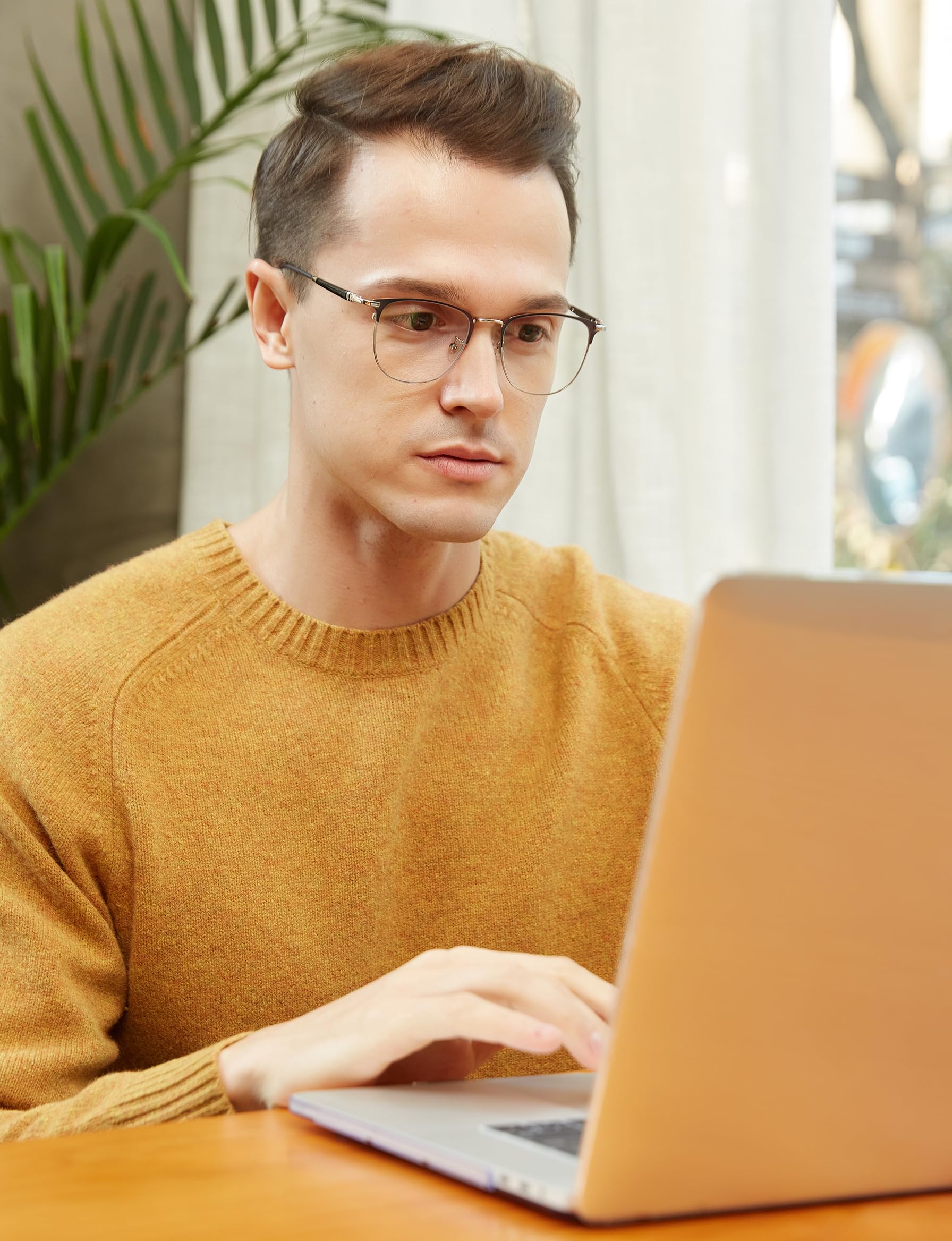 GUDVUE Blaulicht-Brille, Metallbrille für Computer/Spiele/Fernseher/Telefone für Damen/Herren, blendfrei, UV400/Ermüdung der Augen