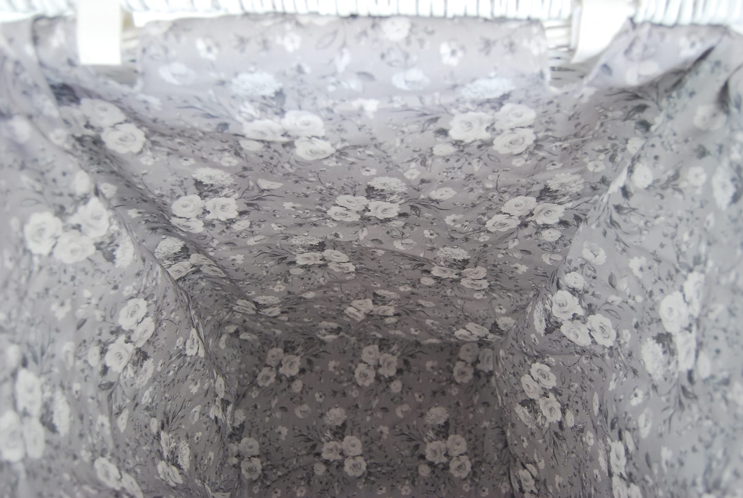 Wäschekorb Wäschetruhe Weide weiß Blumenmuster grau 48x36 H.62