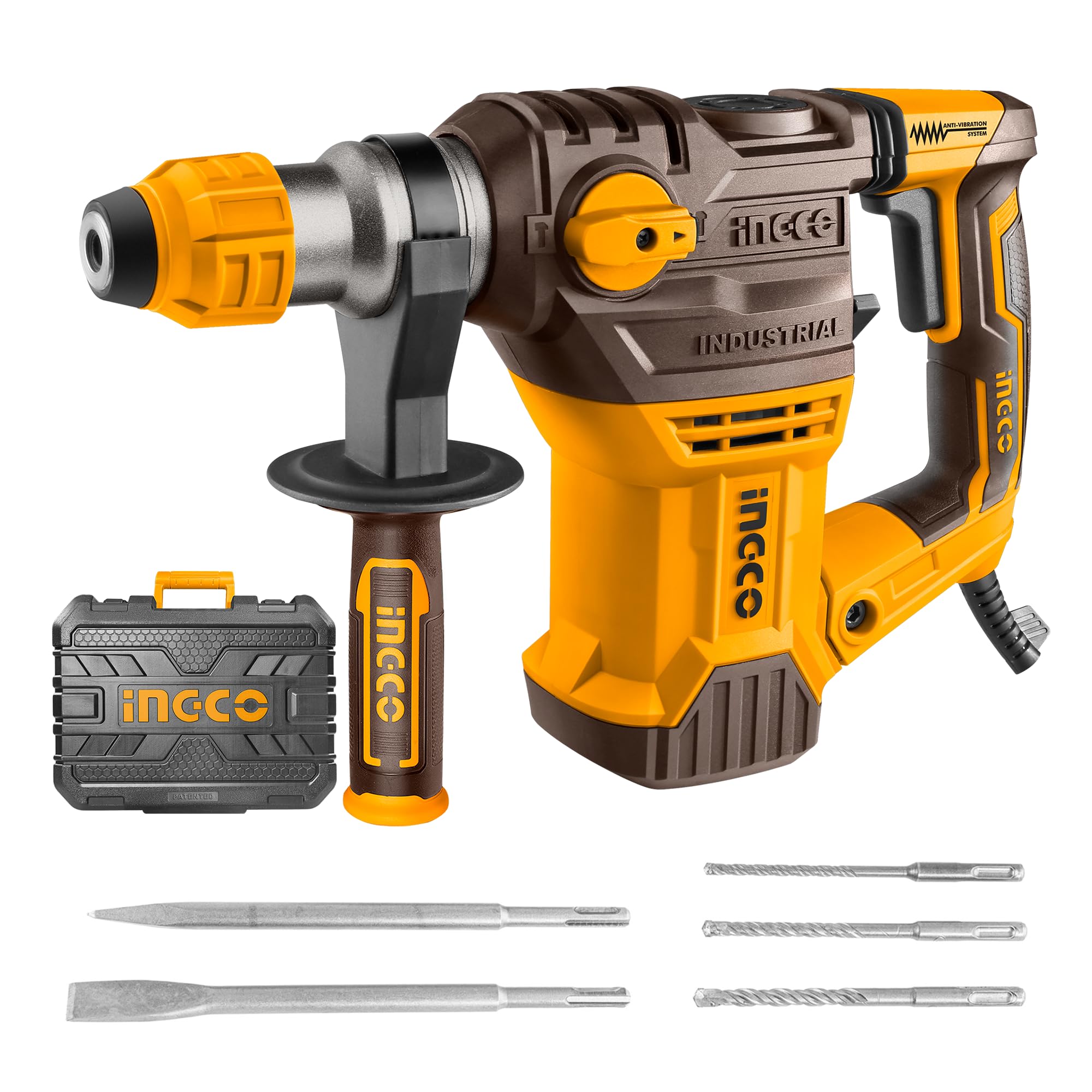 Ingco Hammer Drill Machine, 1500W Rotary Hammer Drill Machine Heavy Duty Grip Handle Concrete Metal And Woodworking For Home & Industrial Use, Yellow,Brown (B0C3B21PMD) Amazon Price History, Amazon Price Tracker