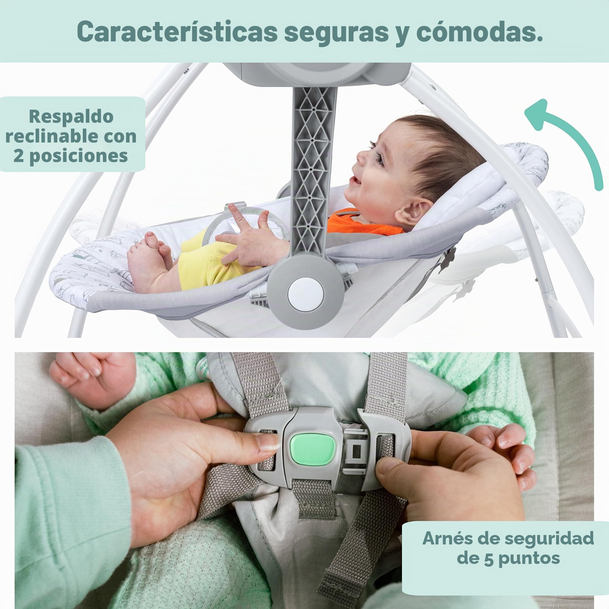 Disney Baby Columpio para Bebé Winnie the Pooh por Bright Starts, 6 Velocidades de Balanceo y Temporizador, Plegable, Barra de Juguetes Extraíble, Unisex, Recién Nacido - 9 kg