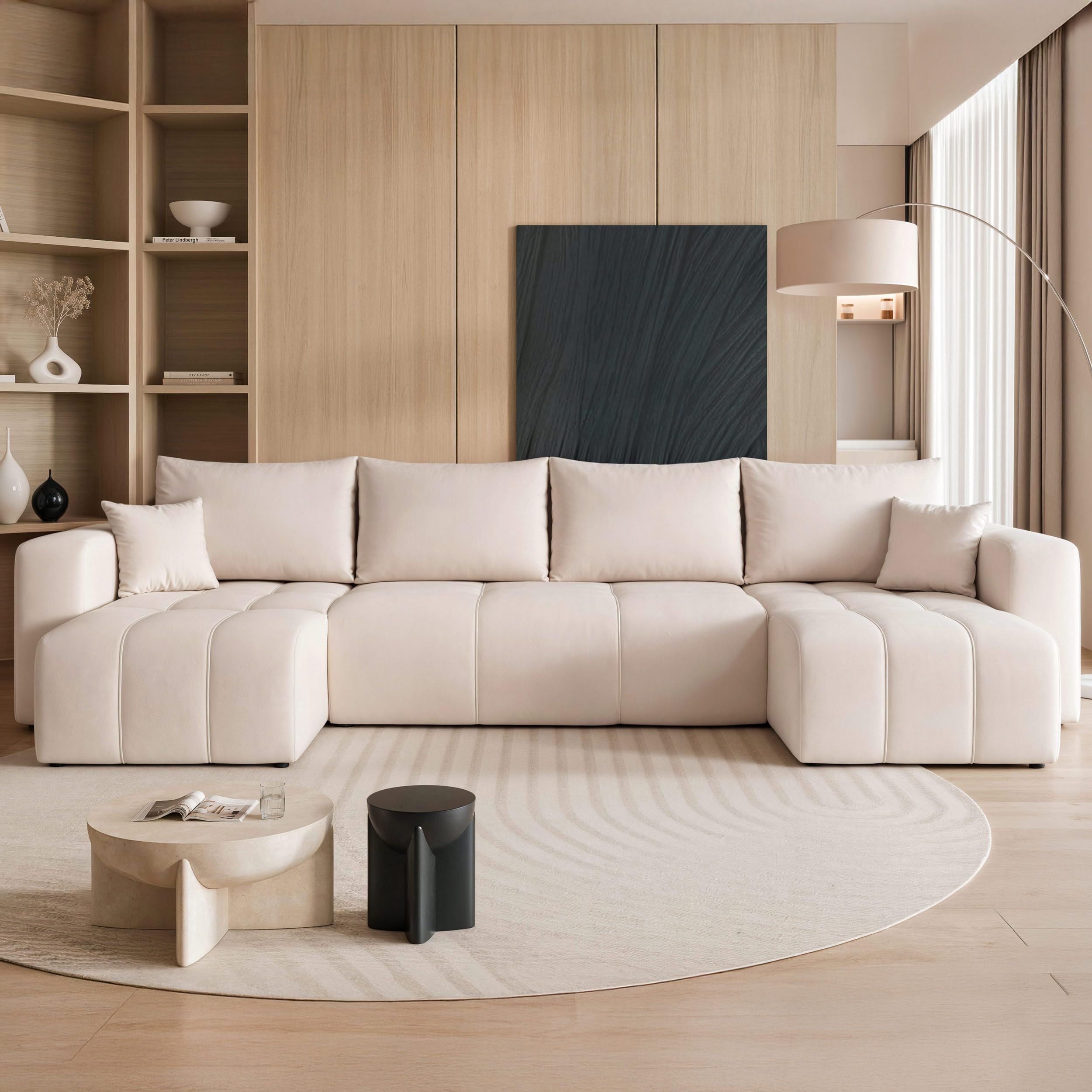 Canapé en U Convertible avec Coffre 318 x 145 cm