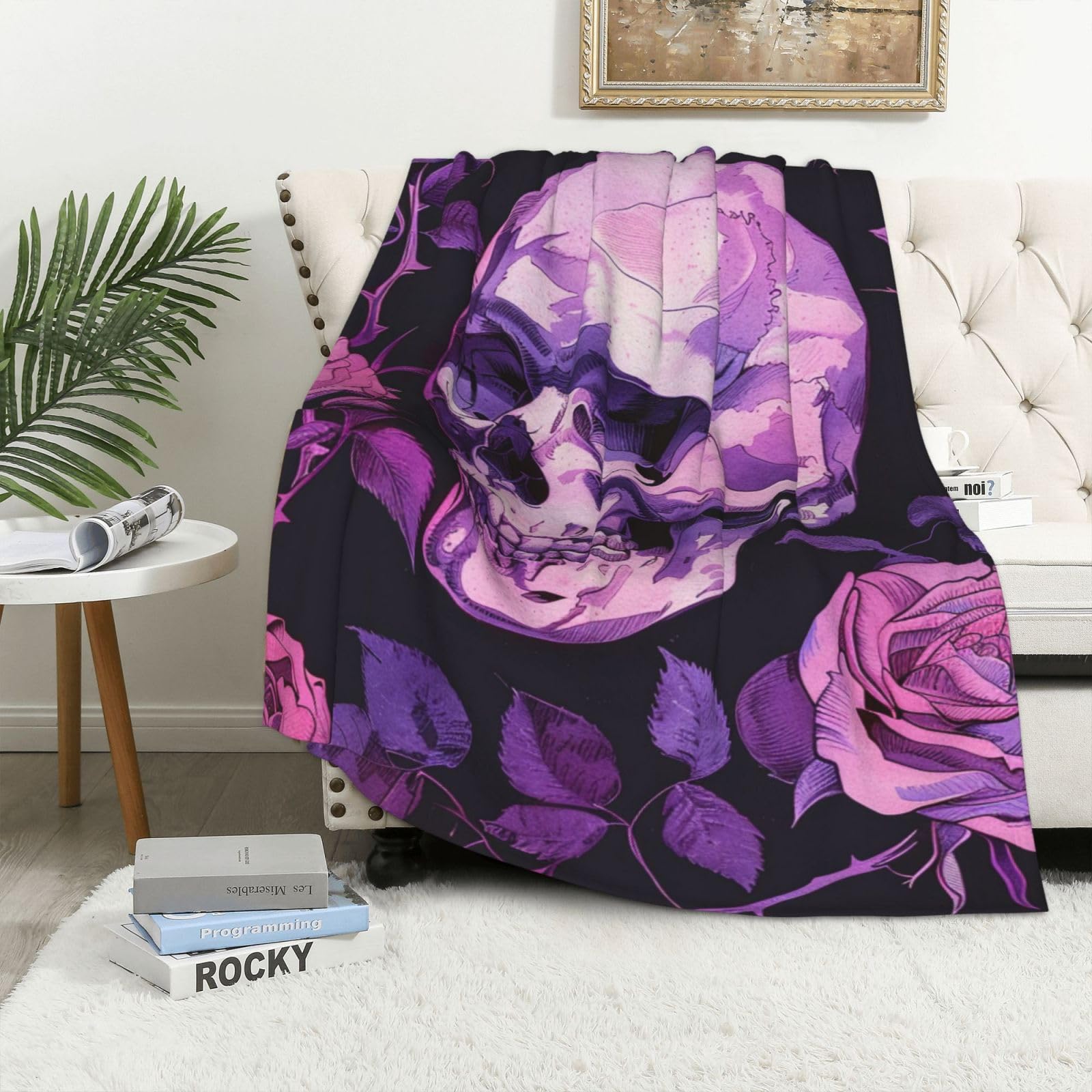 Couverture crâne rose pour des soirées cocooning douillettes sur le canapé