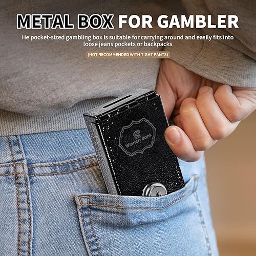 Miniatura 4 de Banco de ganadores, caja de metal para jugadores, banco ganador con llave de casino, mini caja de seguridad para jugadores, caja de juego portátil