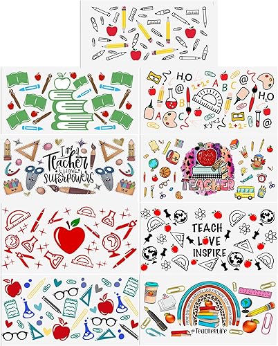 Miniatura 8 de David Angie Adhesivo de transferencia, 9 hojas con temática de vaca, impermeable, UV DTF, calcomanías de transferencia de papel de transferencia de