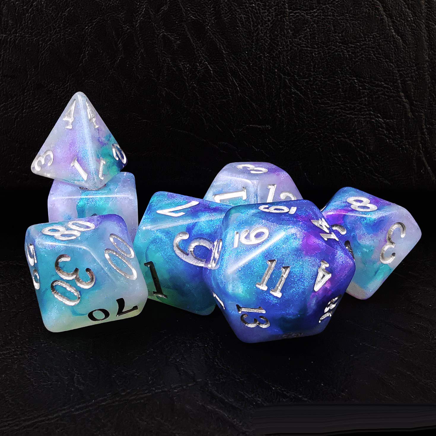 Bescon Magical Stone Dice Set Series, 7pcs Polyhedral RPG Dice Set Dragon Eyes, Polybag Packing