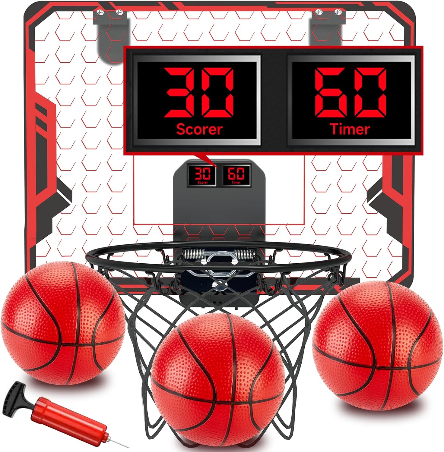 Basketball Hoop Indoor for Kids(4-12 Years Old), Over The Door Basketball Hoop with Scoring, Countdown and Music Accompaniment, Christmas Toys