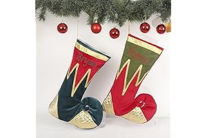 Green and Gold Velvet Christmas Stockings