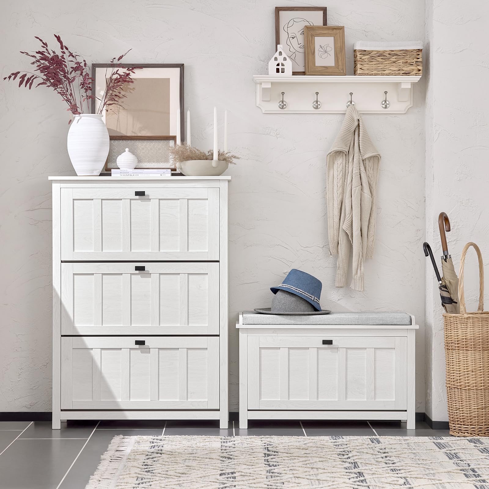 SoBuy Schoenenbank Schoenenkast Schoenenkast Ingangsmeubel 1 Klep Met Opklapbare Zitting Gewatteerd Kussen 60x30x49 Cm Fsr95 Sch