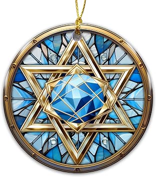 Hanukkah Ornament - Star of David, Jewish Faith Home Decor, Judaica Christmas Tree Ornament, Hebrew Symbol Gift for Hanukkah, Passover, or Spiritual Celebration