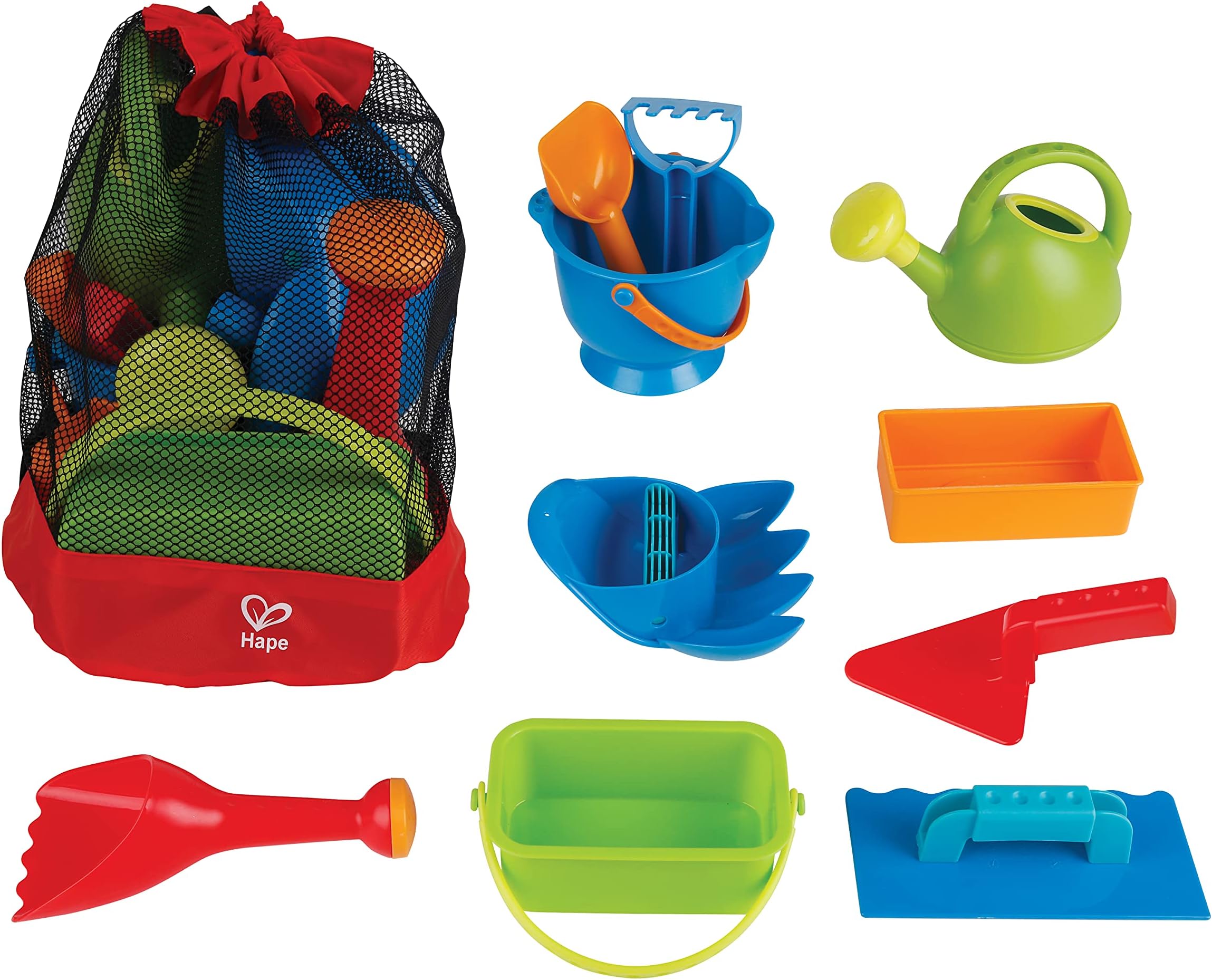 Hape Beach Essential Set 2, Sand Toy Pack, Mesh Bag Included, Blue