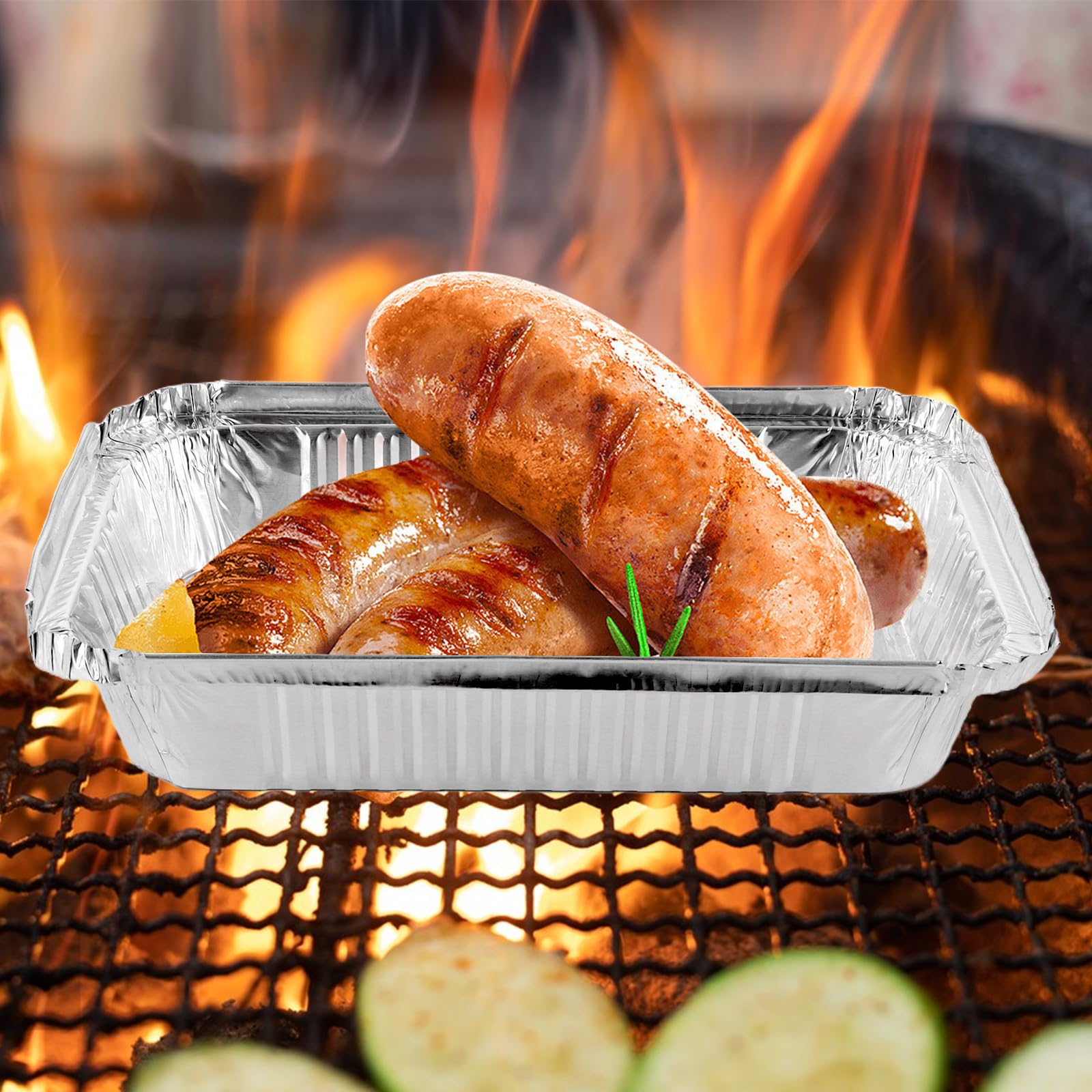 Lot de 100 barquettes en aluminium 850 ml Jetables Pour griller, rôtir, conserver 21 x 14 x 4 cm