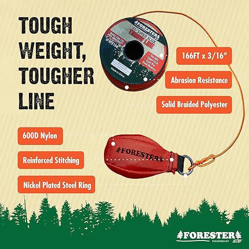 Miniatura 10 de FORESTER Arborist - Kit de línea de tiro  Cuerda 100 poliéster ultra resbaladiza con bolsa de tiro pesada equipo de árbol forestal para lanzamiento