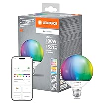 Ledvance Lampada Led Smart+ Matter, Smerigliata, 14W, 1521Lm, Forma a Globo E27, Luce Colorata e Luce Bianca, Compatibile con Google, Alexa, Apple, App o Controllo Vocale, Durata Fino a 20.000 Ore