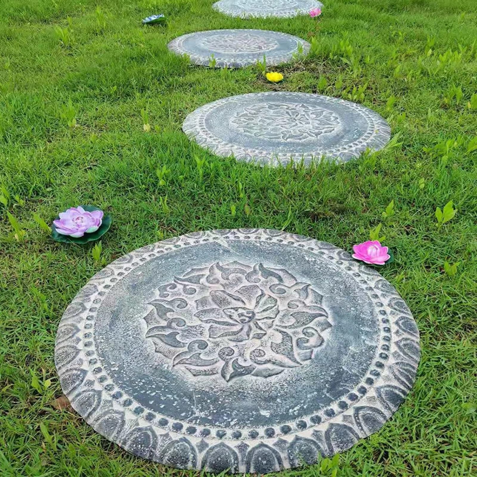 Tapa Arqueta Decorativas de Jardín, Arqueta Jardin Decorativas, Cubierta de Alcantarillado Antideslizantes de Loto de Arenisca para Patios y Jardines(Gray)
