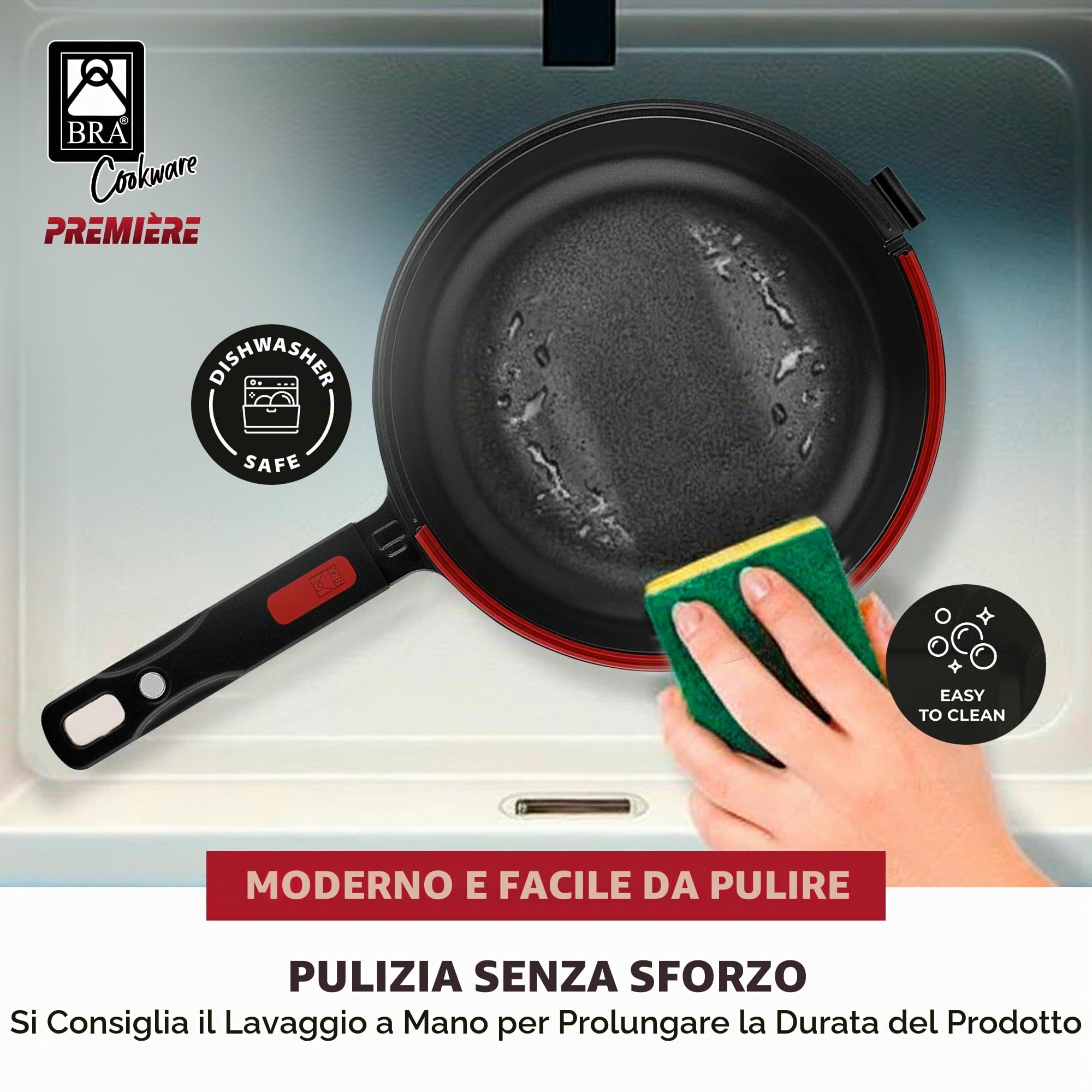 BRA Dupla Premiere | Padella doppia per frittata in alluminio fuso, 24 cm, antiaderente a triplo strato senza PFOA, compatibile con tutti i piani cottura