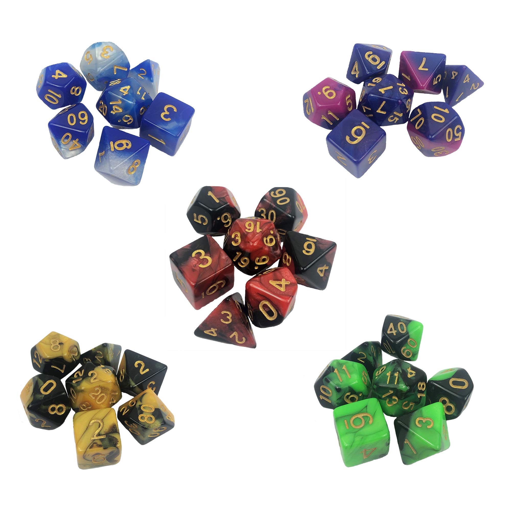 Planche à dés en Cuir avec Couvercle et 5 Sets de dés polyédriques RPG DND