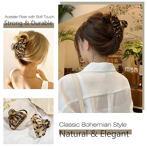 Miniatura 2 de Luxspire Pinzas de garra para el cabello paquete de 2 pinzas de garra para el pelo de tortuga bohemia con sujeción fuerte para cabello grueso