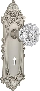 Nostalgic Warehouse VICCRY-21-SN Victorian Plate with Crystal Knob and Keyhole, Single Dummy Knob, Satin Nickel