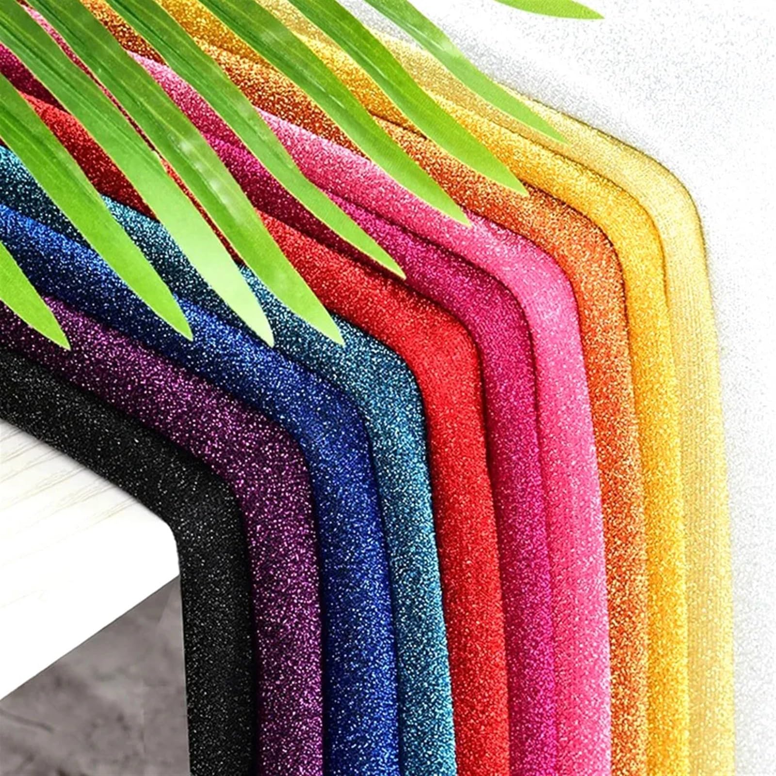 Tejido metalizado con purpurina, Tela de malla elástica punto con purpurina, cielo estrellado, Multicolor, boda, bricolaje, 50x150cm(Schwarz)