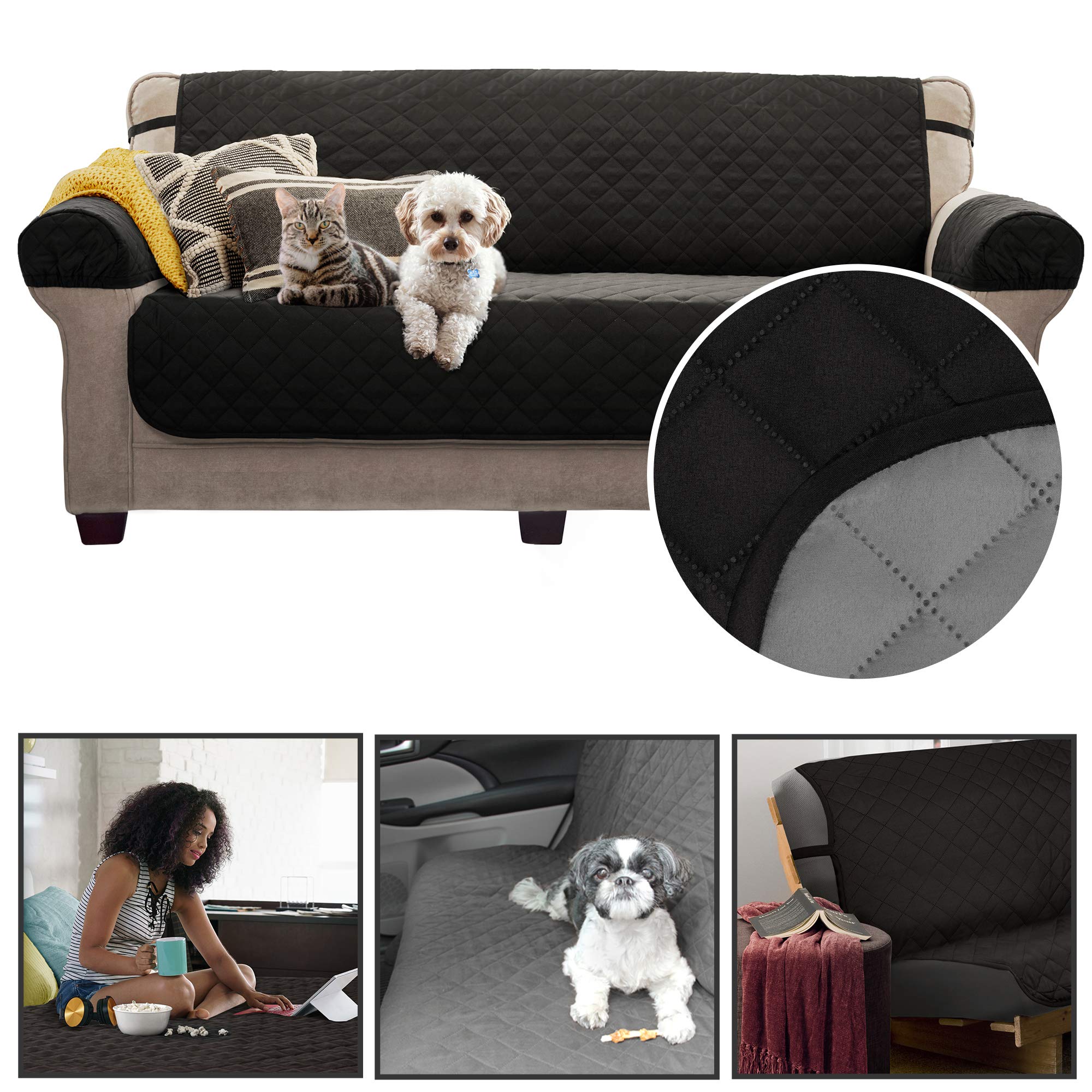 Zenna Home Reversible Furniture Cover Petcover, Sofa, Black
