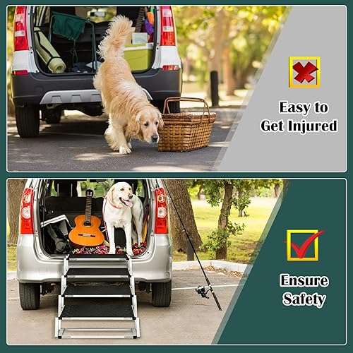 Miniatura 7 de Extra Wide Dog Ramps for Large Dogs,Dog Car Ramp with Non-Slip Surface,Portable Aluminum Foldable Dog Steps,Lightweight Dog Stairs for Cars SUV,