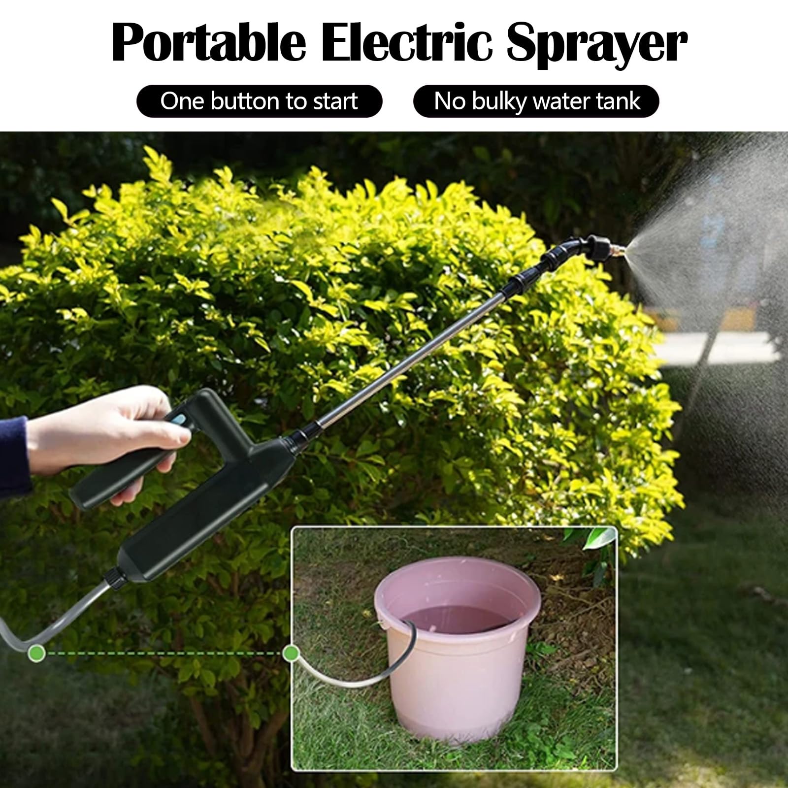 Spruzzatore Elettrico A Batteria 7,4V Con Asta Telescopica E Tubo 5m – Ricaricabile USB, 3 Ugelli, Per Giardino E Pulizie - 3