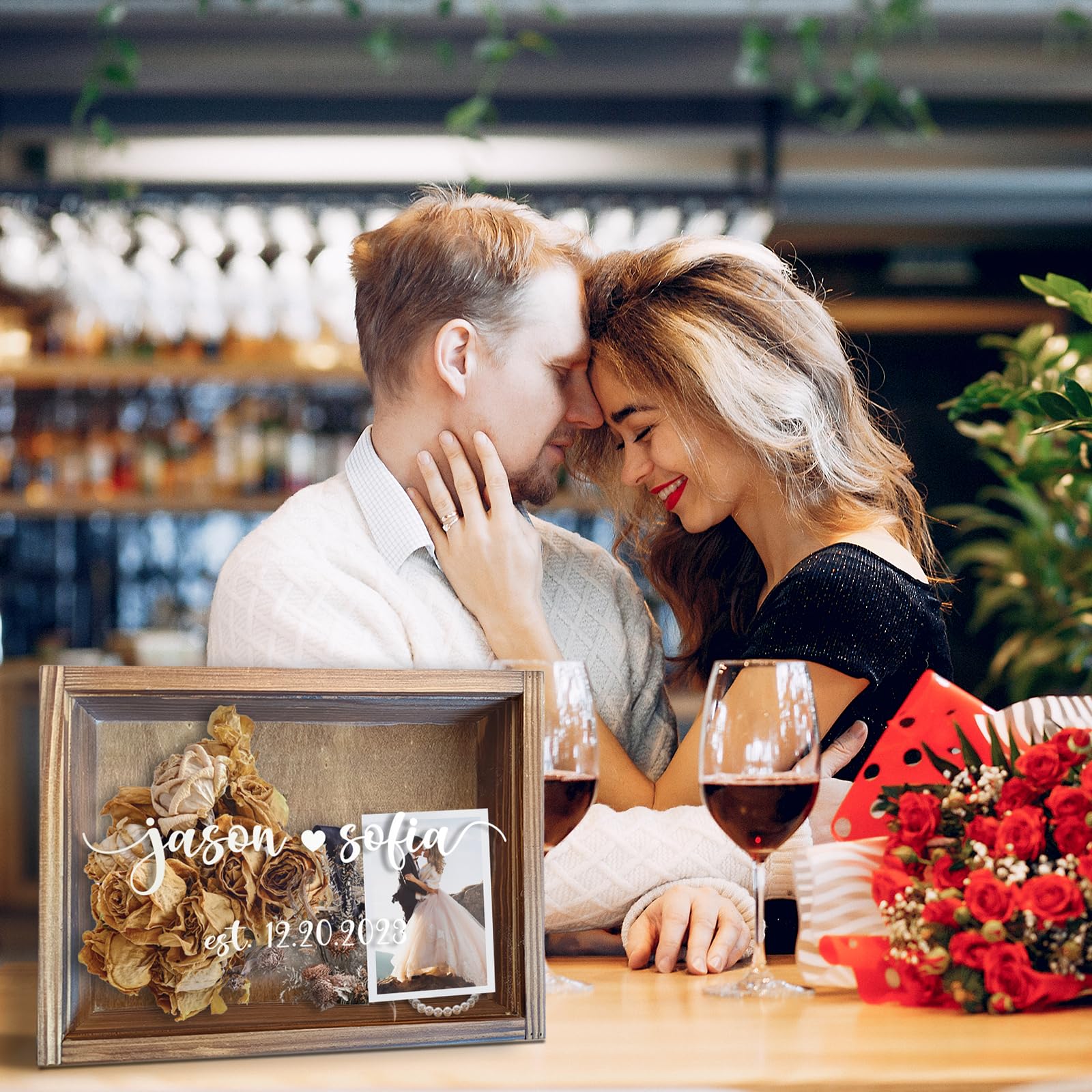 for Couples,Personalized Wedding Gifts, Keepsake Wedding Anniversary Shadowbox Gift with The Couples Last Name and Date,Engagement Gifts for Couples,Bridal Shower Gifts